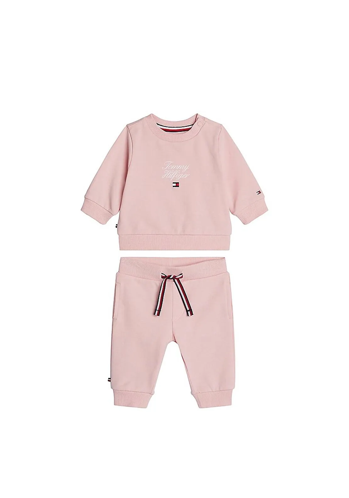 Tommy Hilfiger Baby Girl Logo Sweater and Jogger Set, Soft Rose