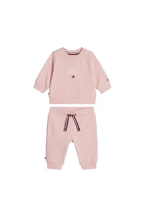 Tommy Hilfiger Baby Girl Logo Sweater and Jogger Set, Soft Rose