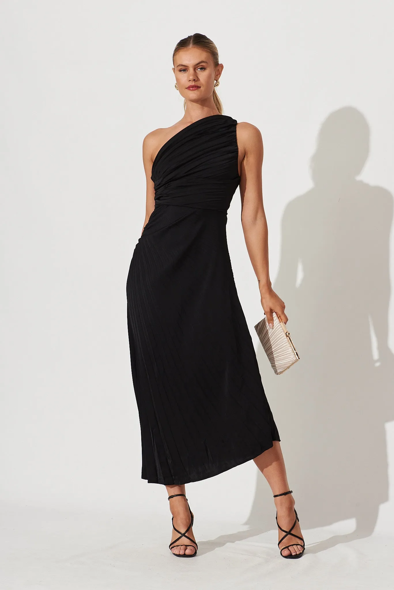 Toulon One Shoulder Maxi Dress In Black