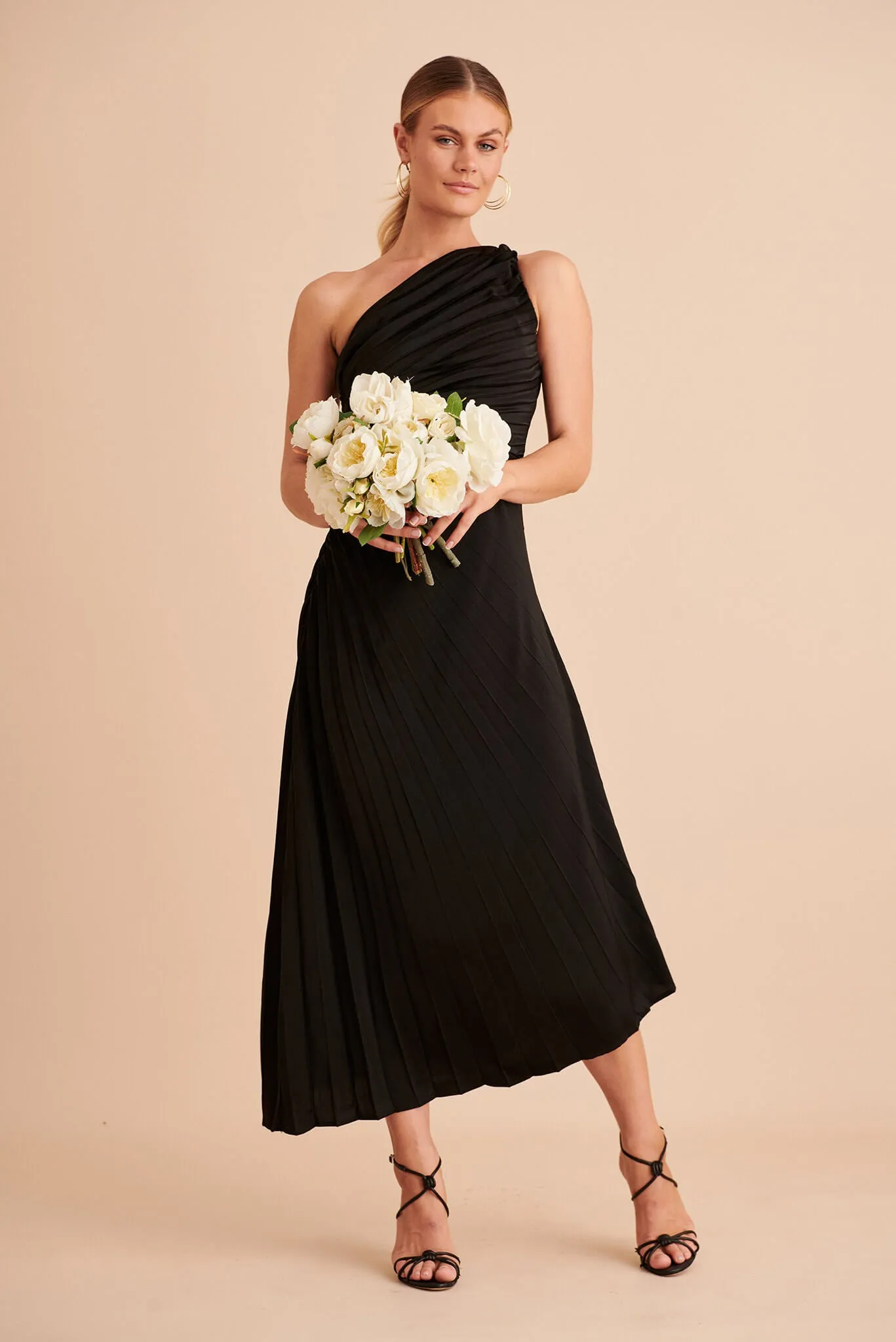 Toulon One Shoulder Maxi Dress In Black