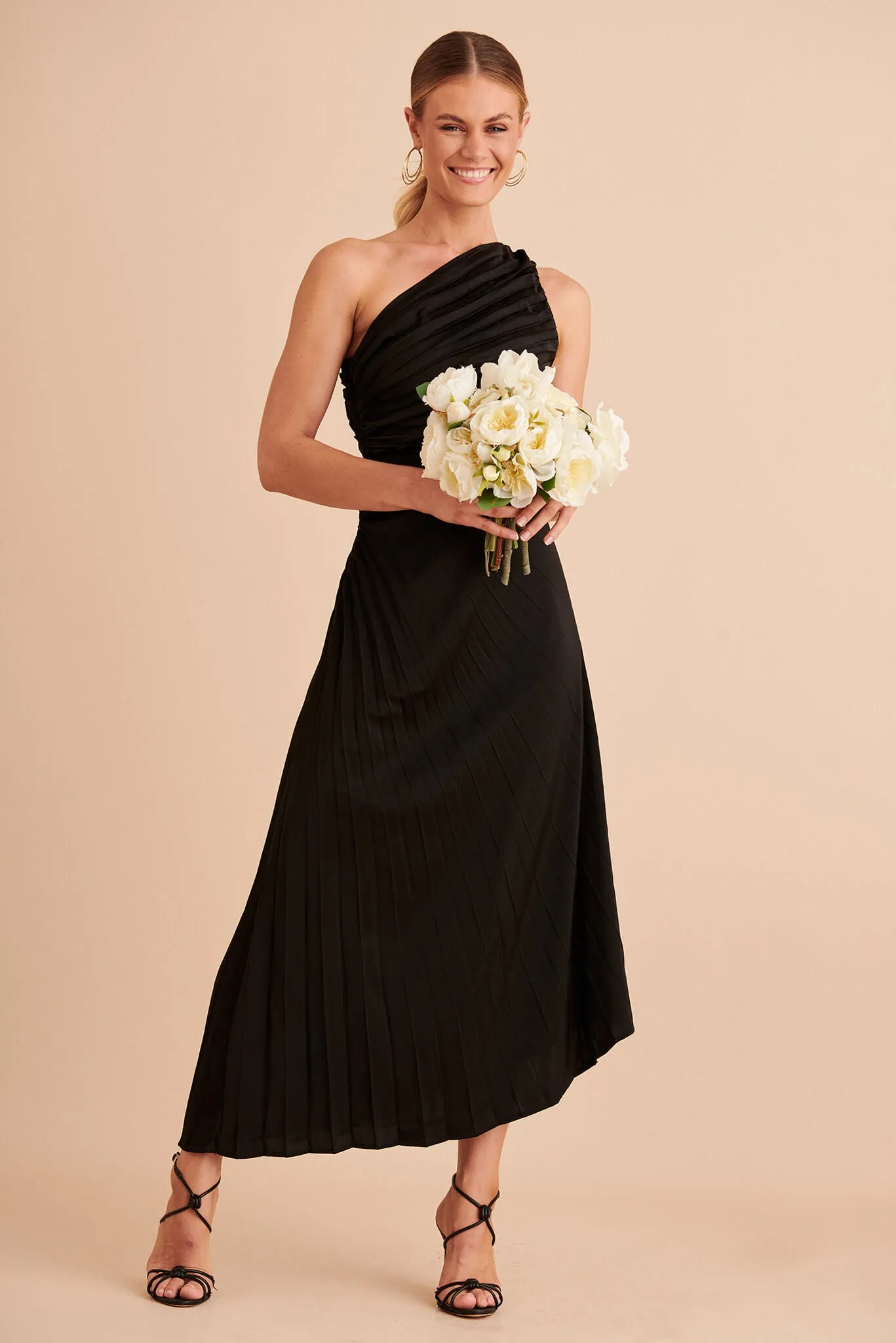 Toulon One Shoulder Maxi Dress In Black