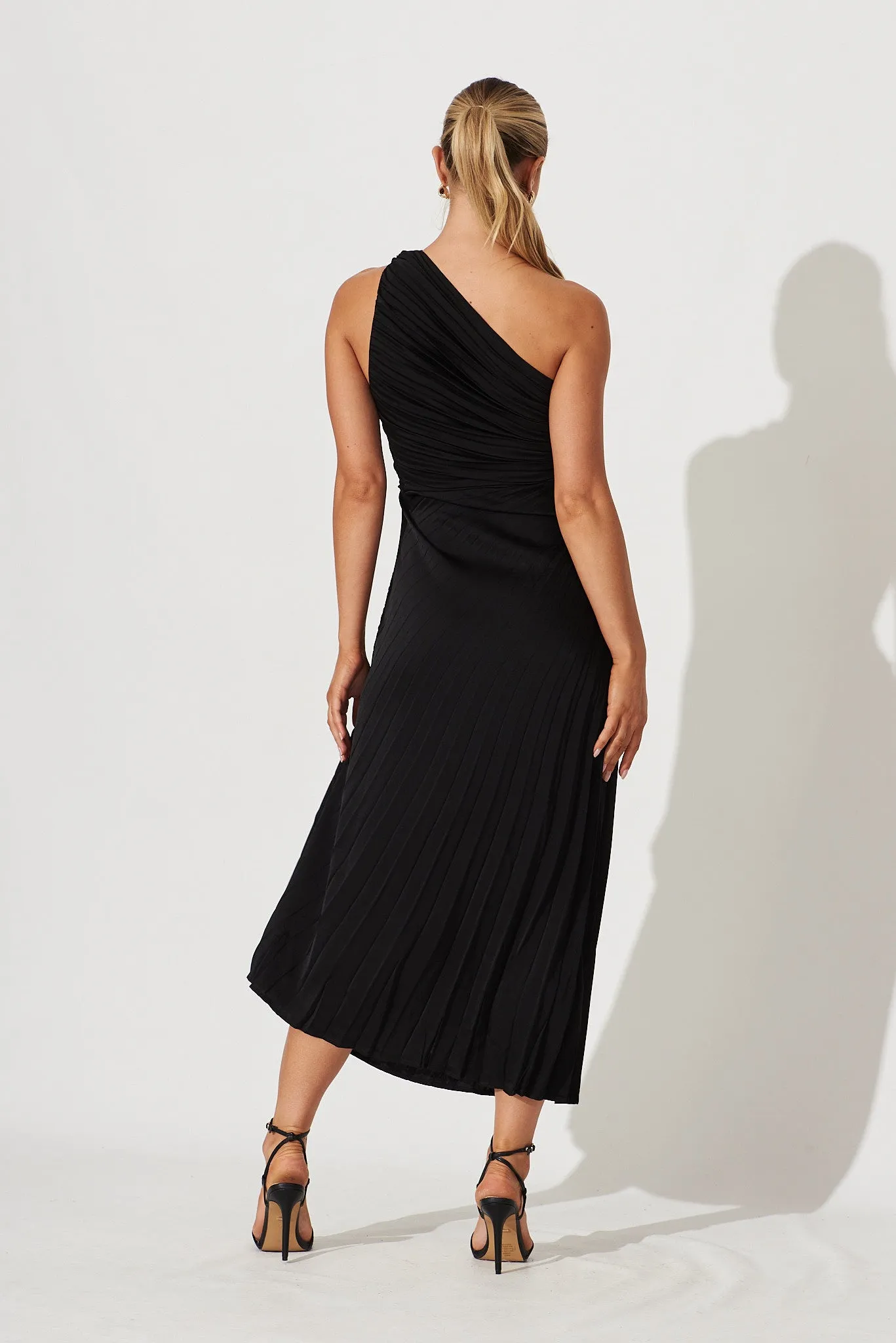 Toulon One Shoulder Maxi Dress In Black