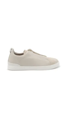 Triple Stitch Utility Sneakers Mixed Leather Light Grey