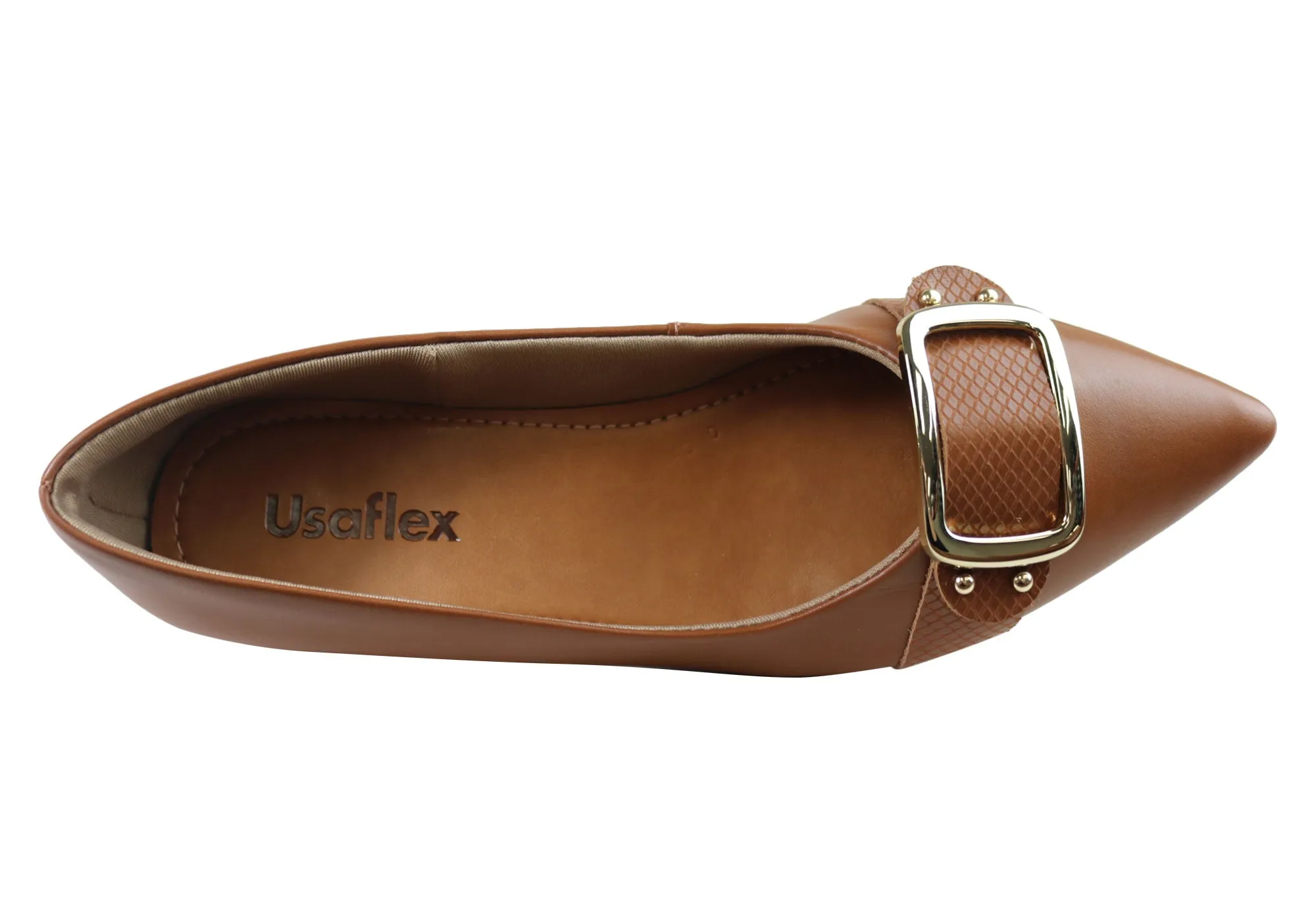 Usaflex Alexandria Womens Low Heel Leather Shoes Made In Brazil