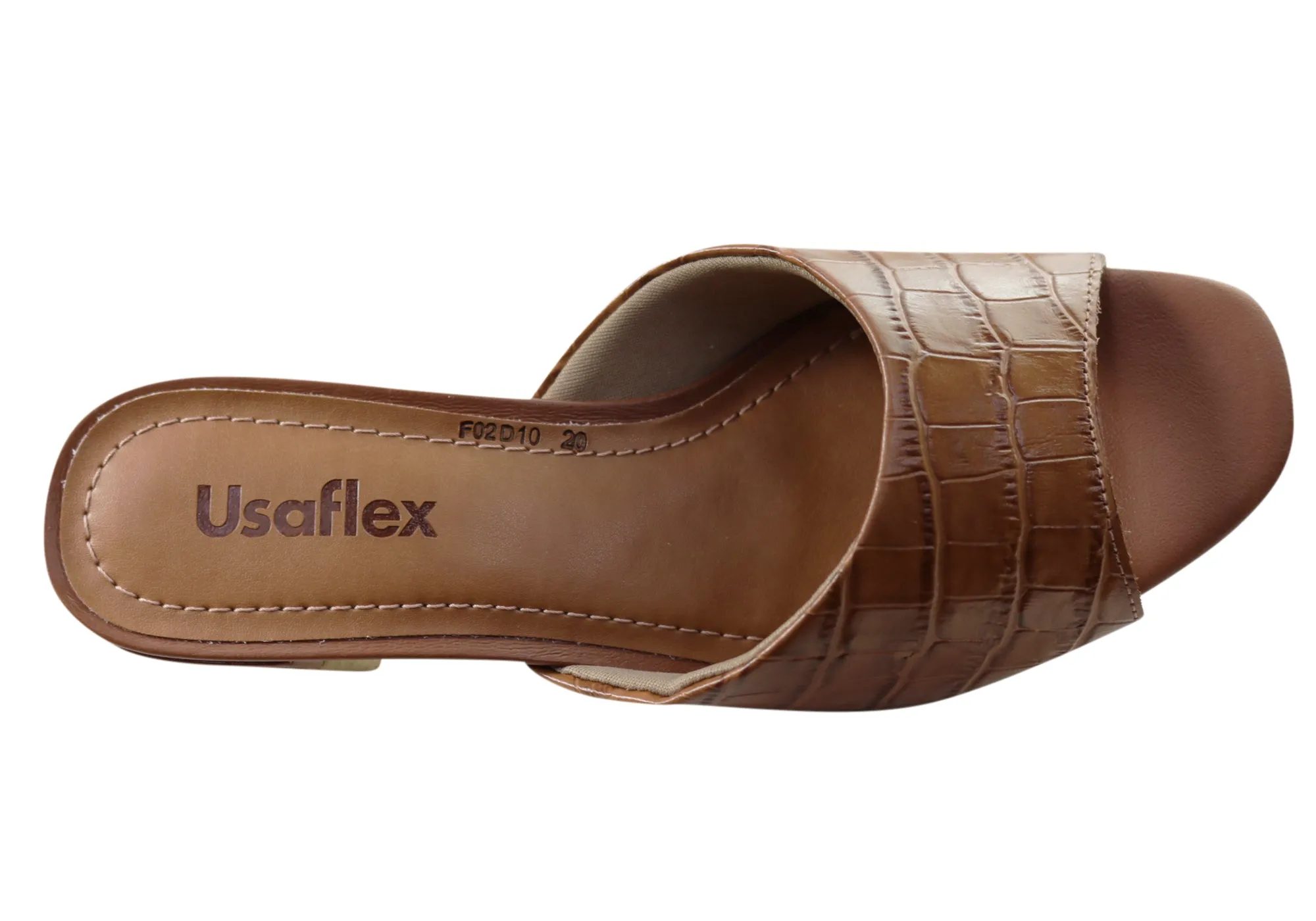 Usaflex Mimosa Womens Comfortable Leather Low Heel Slides Sandals