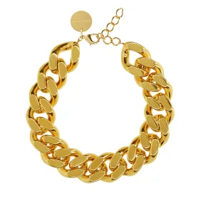 gold necklace with big flat chain by Vanessa Baroni