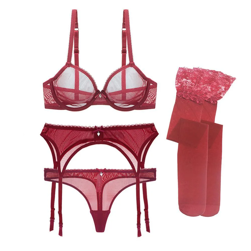 Varsbaby Ultra-Thin Transparent Lingerie Set - 4-Piece Seductive Option