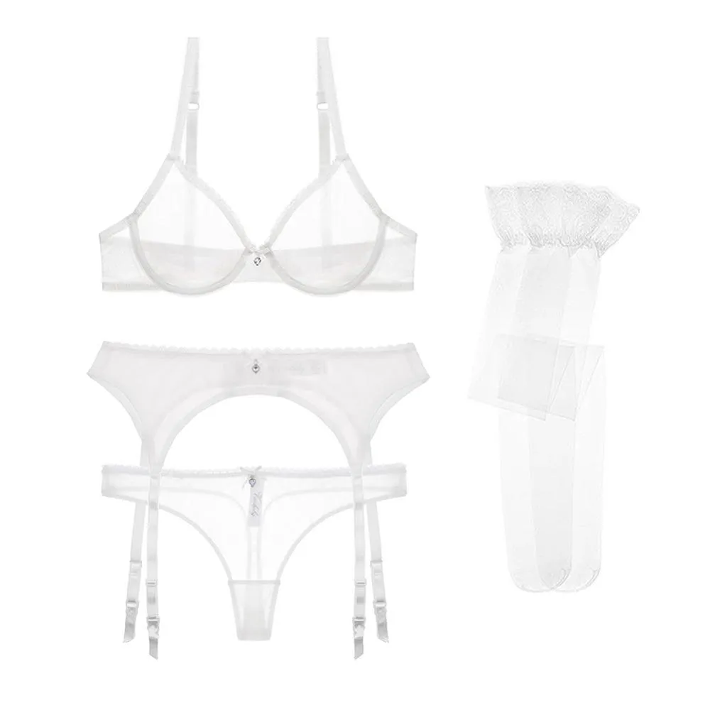 Varsbaby Ultra-Thin Transparent Lingerie Set - 4-Piece Seductive Option