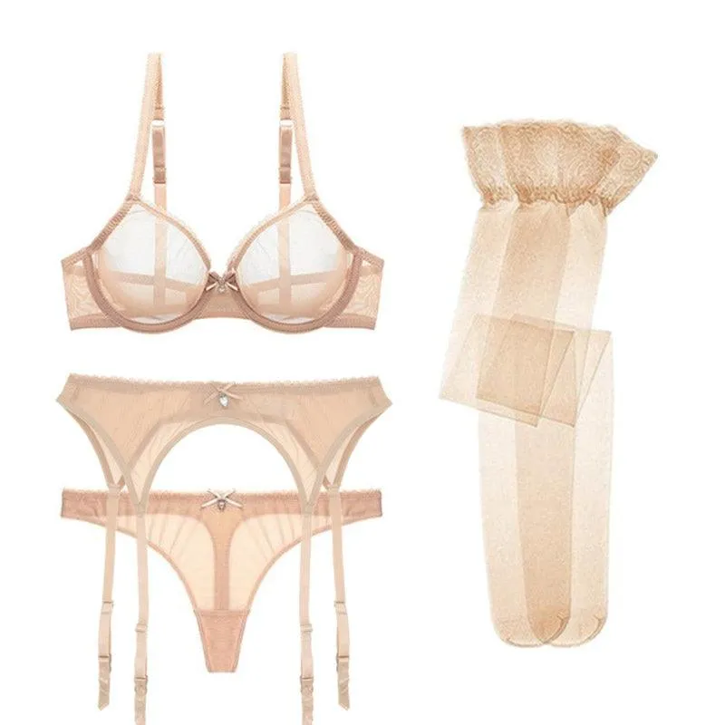 Varsbaby Ultra-Thin Transparent Lingerie Set - 4-Piece Seductive Option