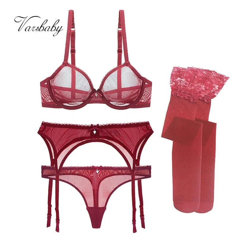 Varsbaby Ultra-Thin Transparent Lingerie Set - 4-Piece Seductive Option