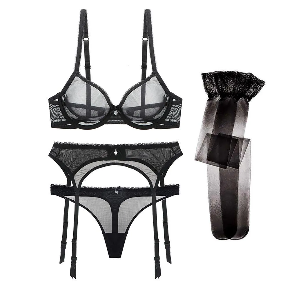 Varsbaby Ultra-Thin Transparent Lingerie Set - 4-Piece Seductive Option