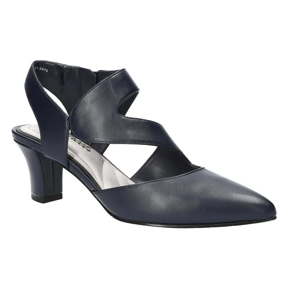 Venue Zippered Block Heel Asymmetrical Pumps