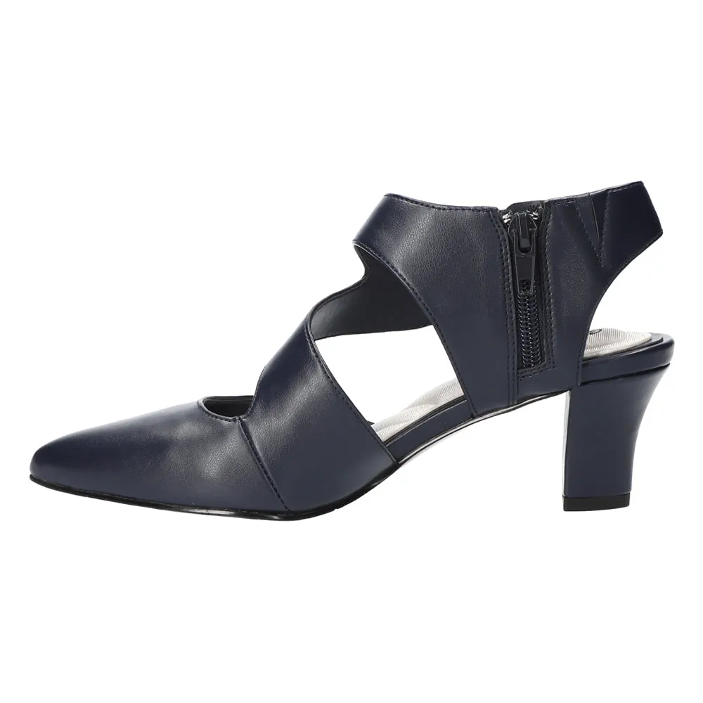 Venue Zippered Block Heel Asymmetrical Pumps