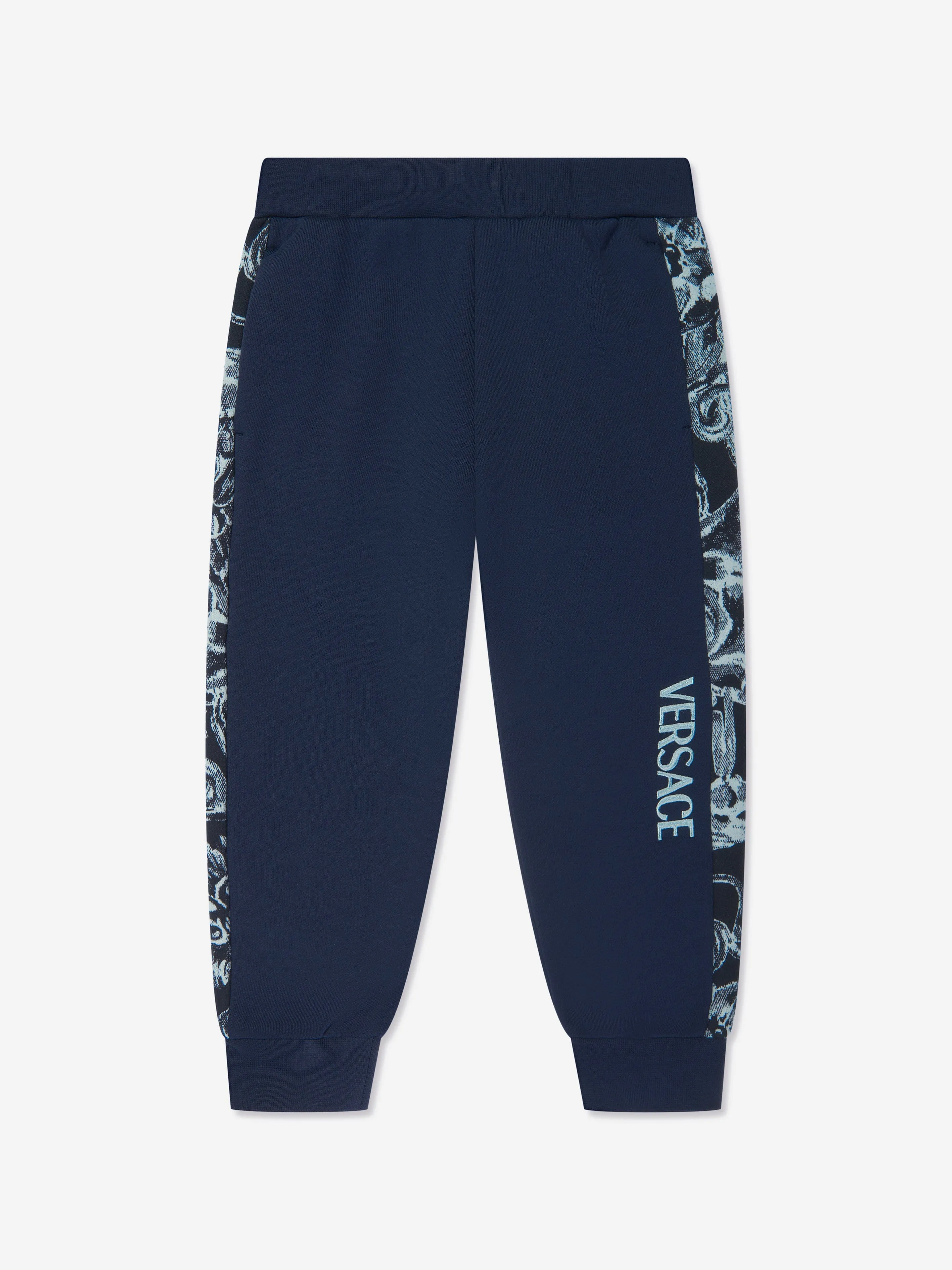 Versace Boys Barocco Logo Joggers in Navy