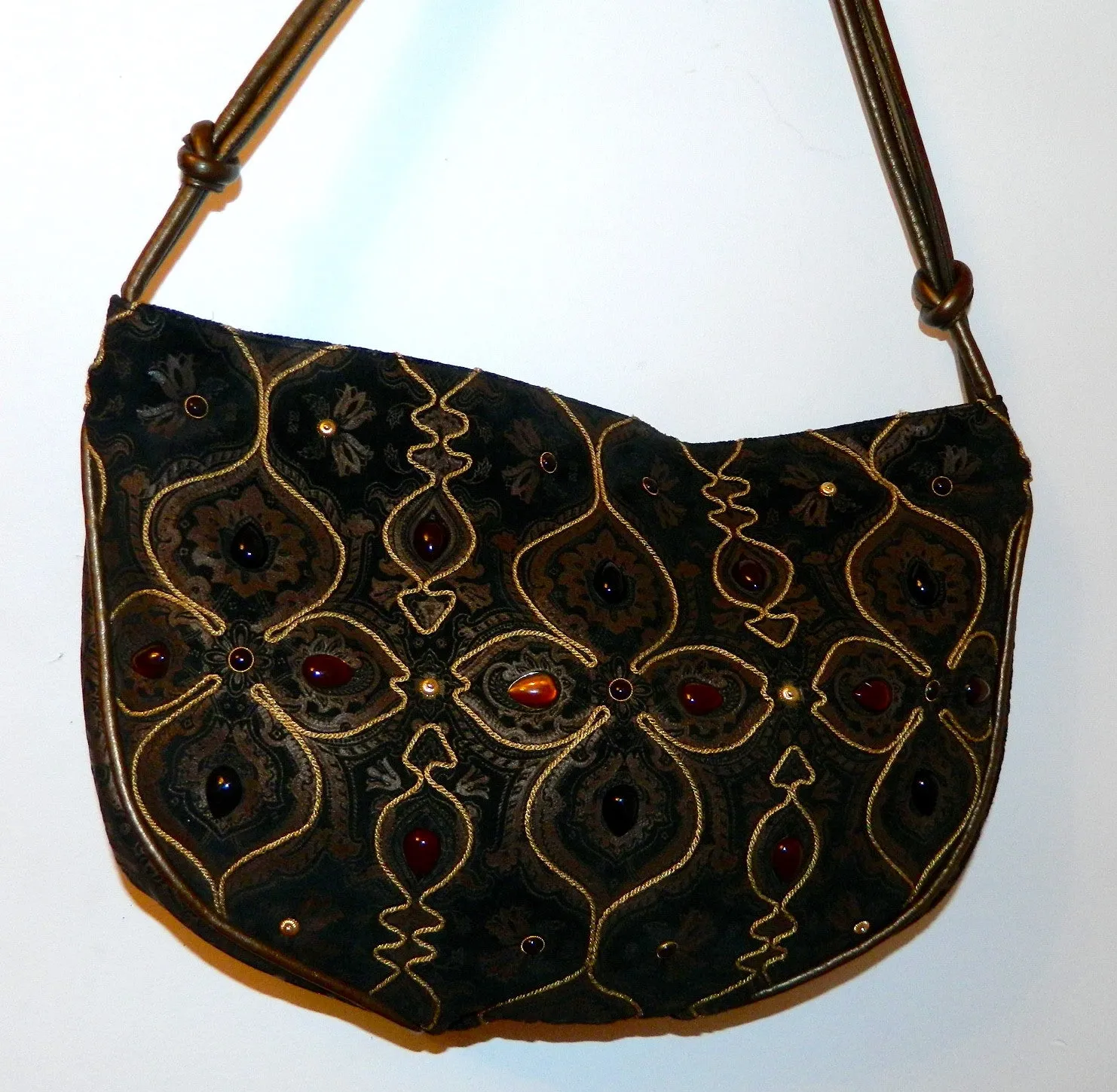 vintage 1980s black suede bag Braccialini / Baroque slouchy shoulder purse