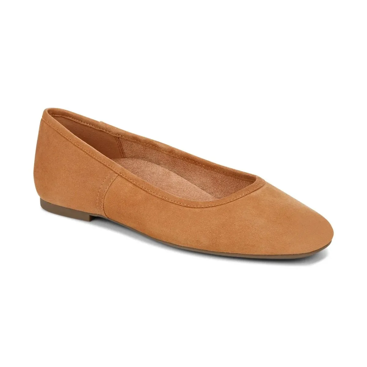 Vionic Orinda Ballet Flat Camel Suede Women's