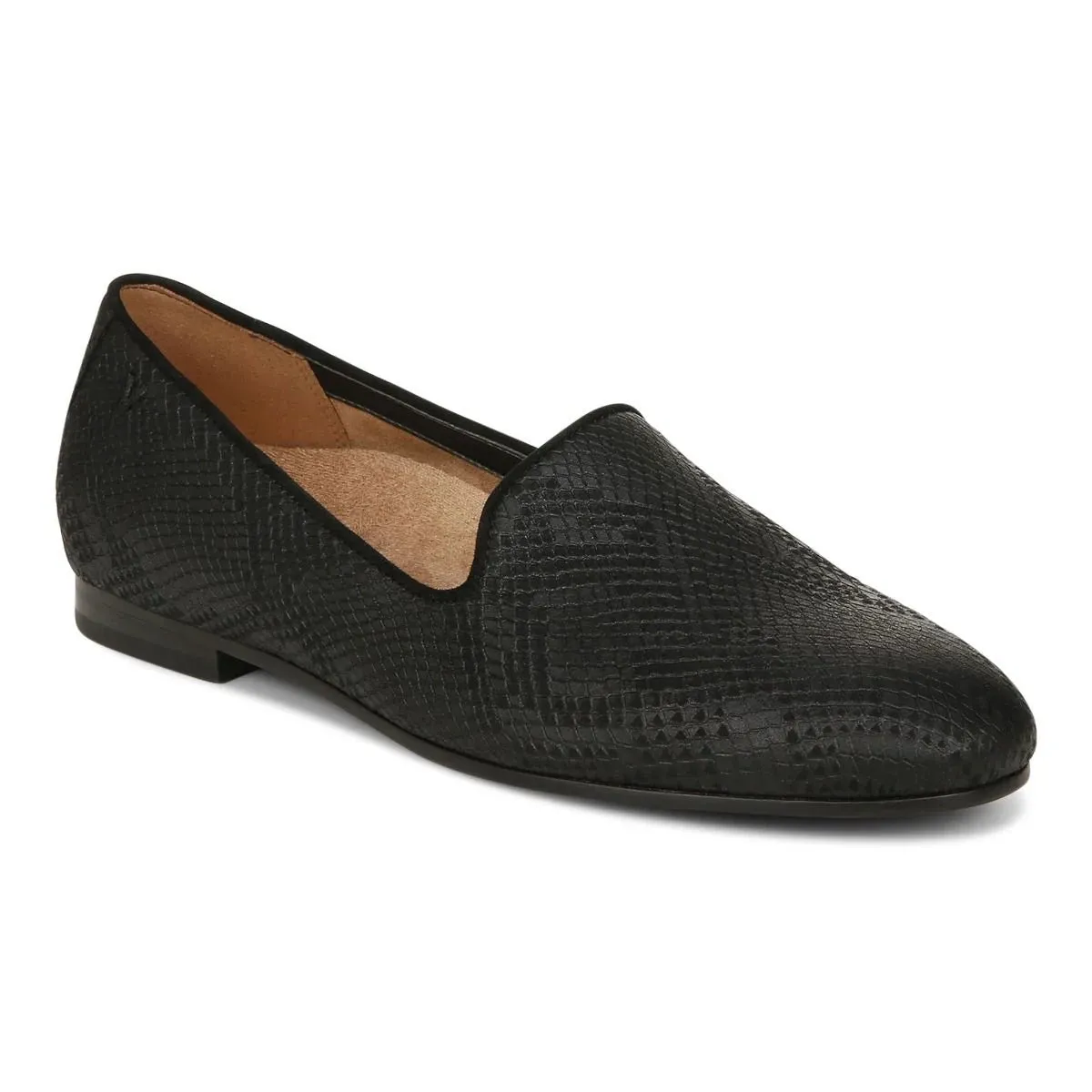 Vionic Willa II Flat Embossed Black Snake Women's