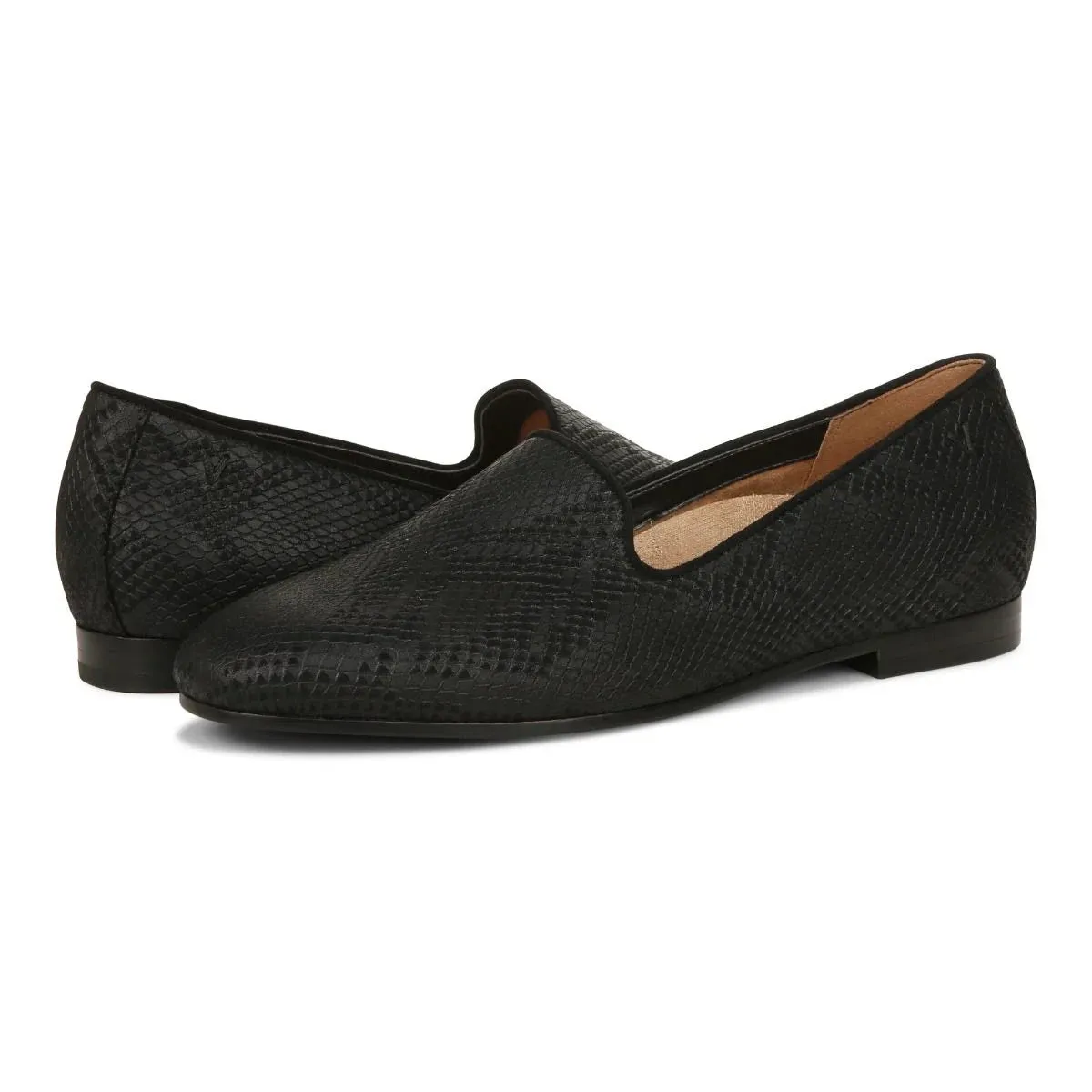 Vionic Willa II Flat Embossed Black Snake Women's