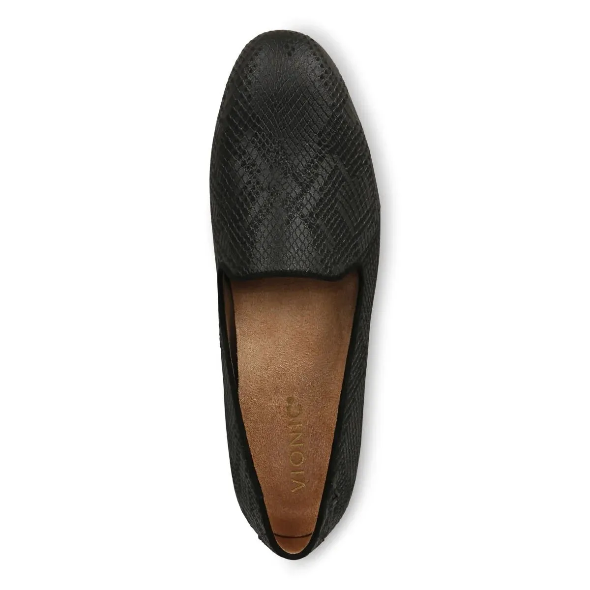 Vionic Willa II Flat Embossed Black Snake Women's