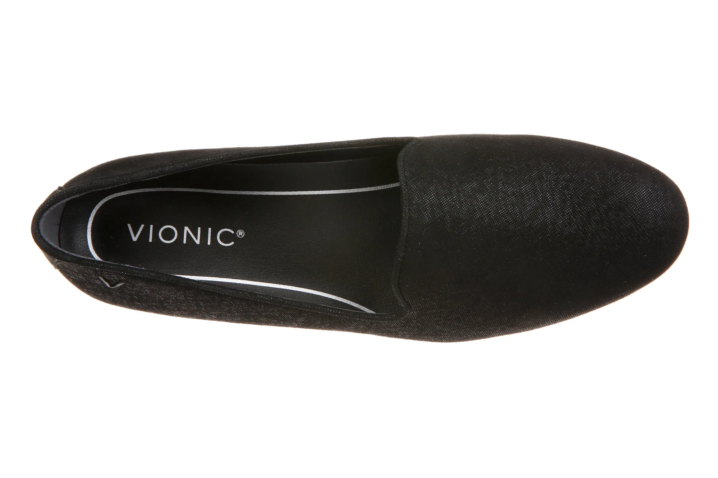 Vionic Willa II Flat Shimmer Textile Black Women's