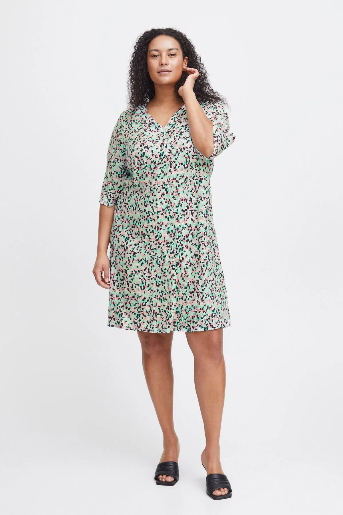 Viscose Dress in Green Print