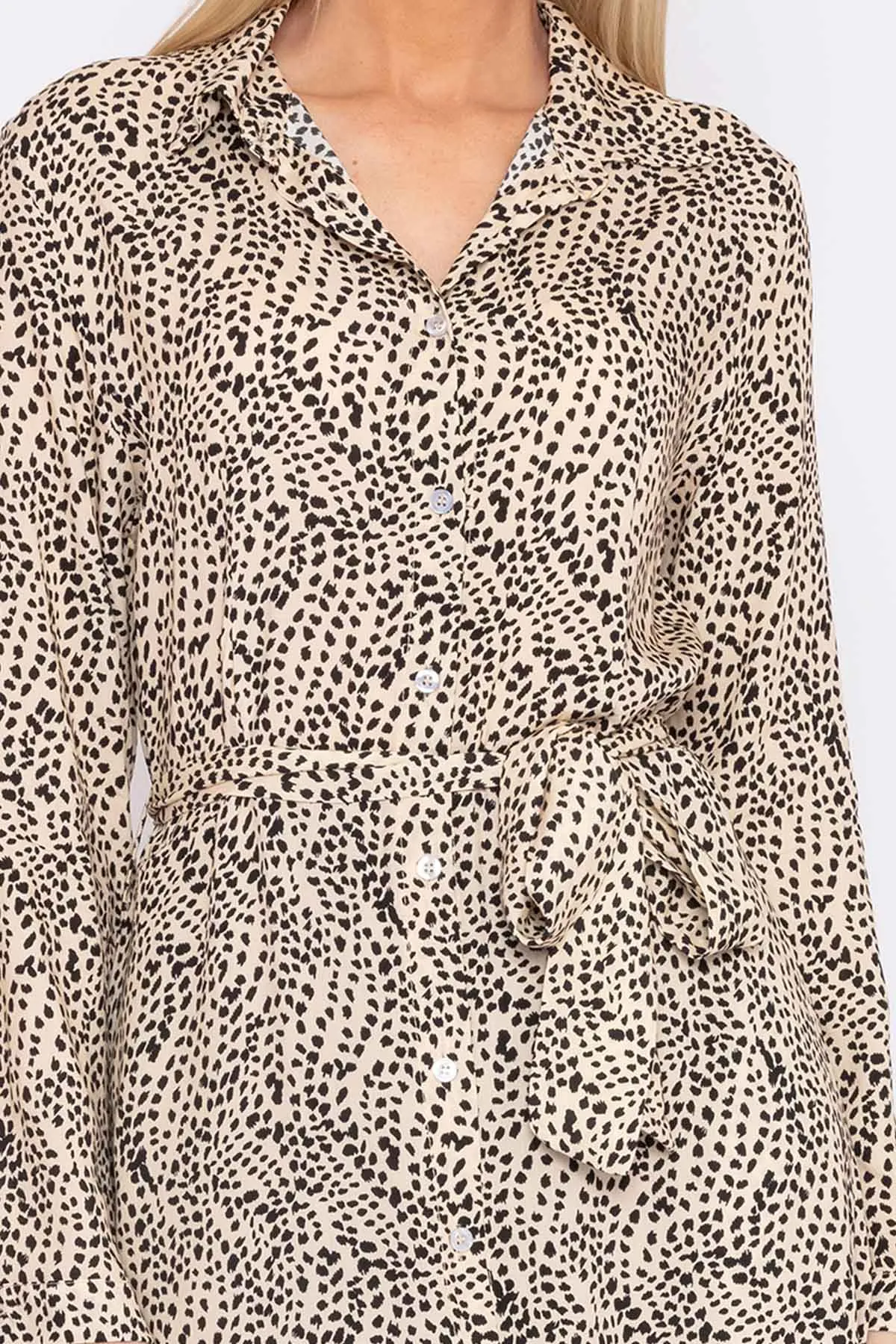 Viscose Shirt Dress in Animal Print