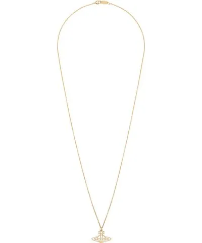 Vivienne Westwood Gold Thin Lines Flat Orb Pendant Necklace