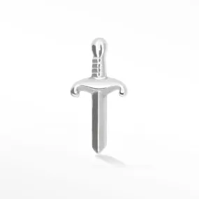 White Gold Sword Earrings - Flat Back Style