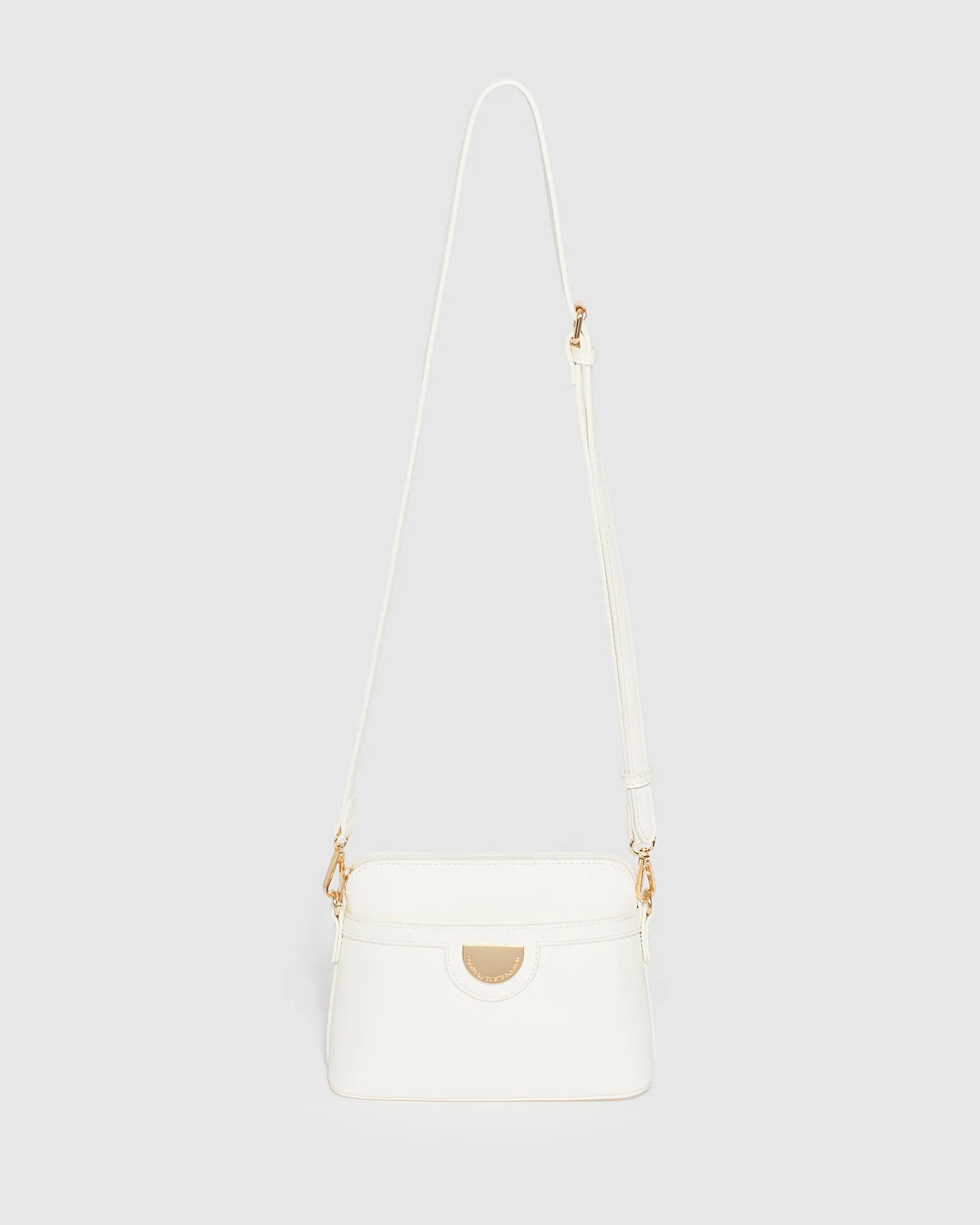 White Karen Plate II Crossbody Bag