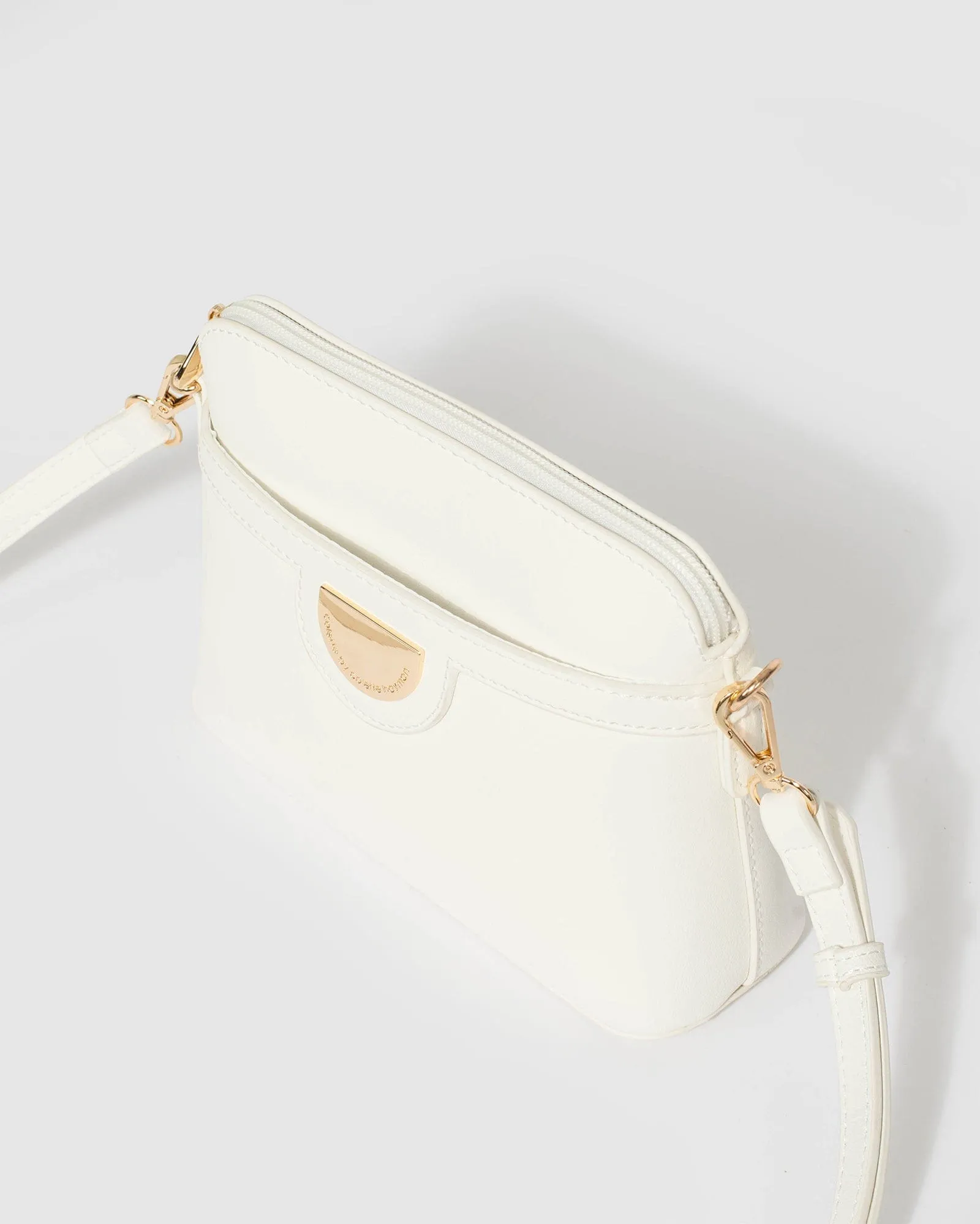 White Karen Plate II Crossbody Bag