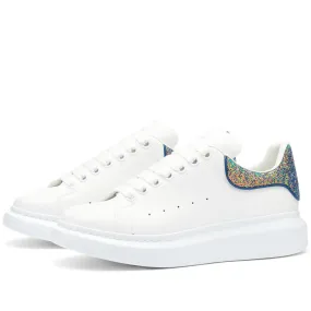 White, Pop Yellow & Navy Double Heel Tab Sneaker with Wedge Sole by Alexander McQueen