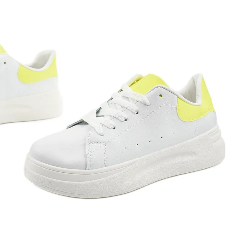 White shiny sneakers LLQ204-10 yellow