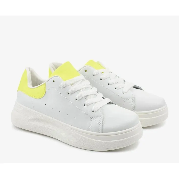 White shiny sneakers LLQ204-10 yellow