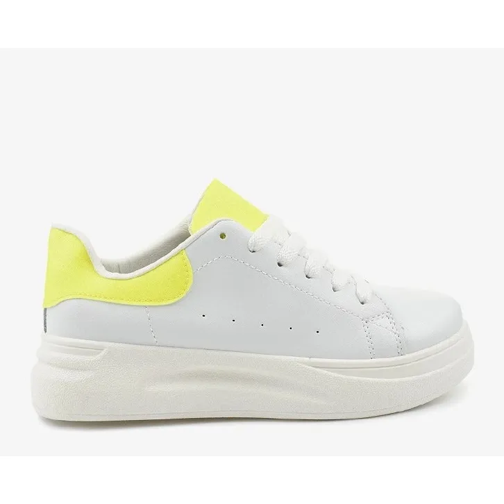 White shiny sneakers LLQ204-10 yellow