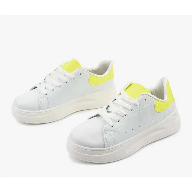 White shiny sneakers LLQ204-10 yellow