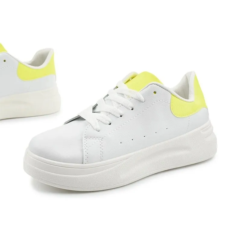 White shiny sneakers LLQ204-10 yellow