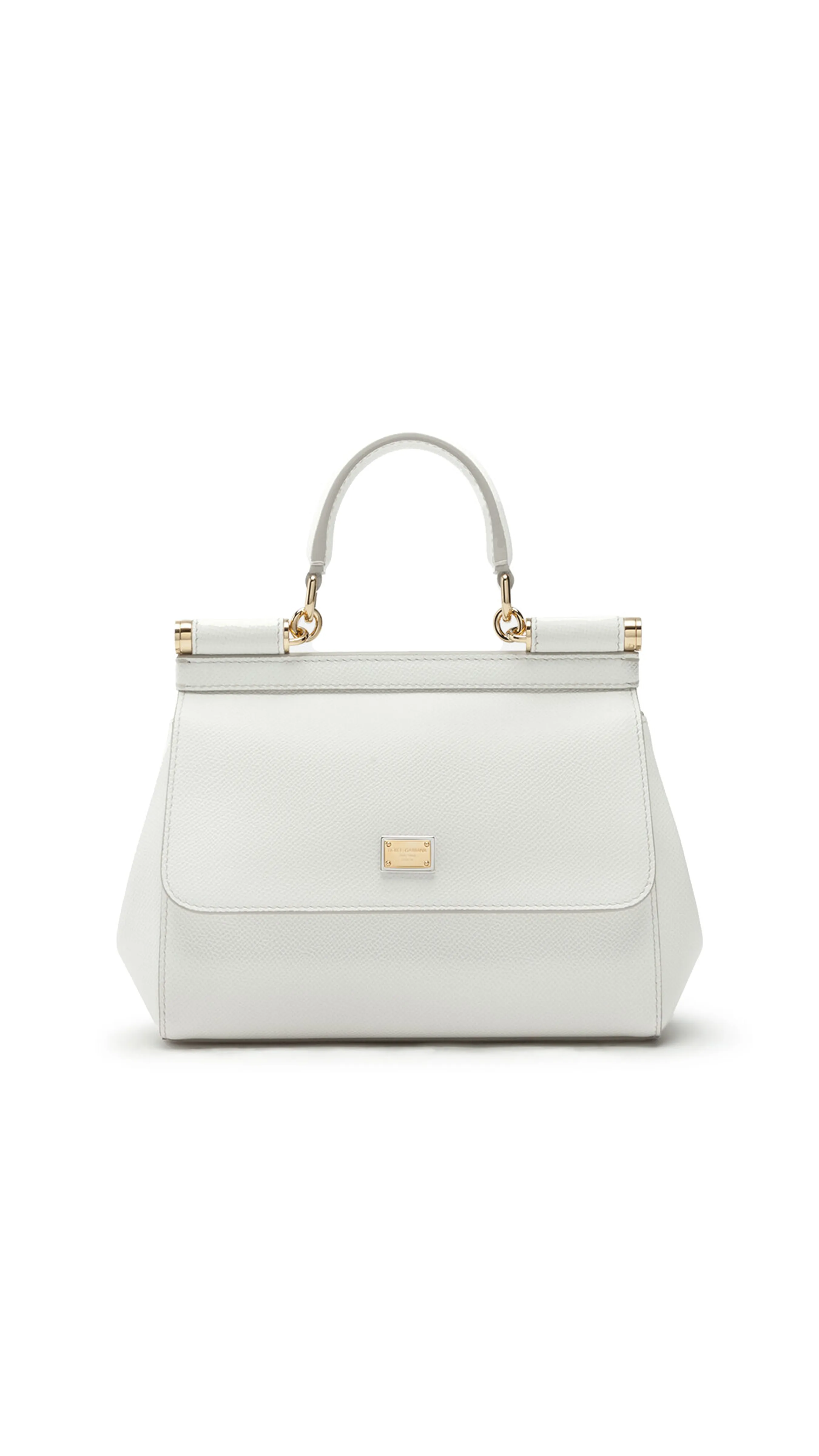 White Small Dauphine Leather Sicily Handbag