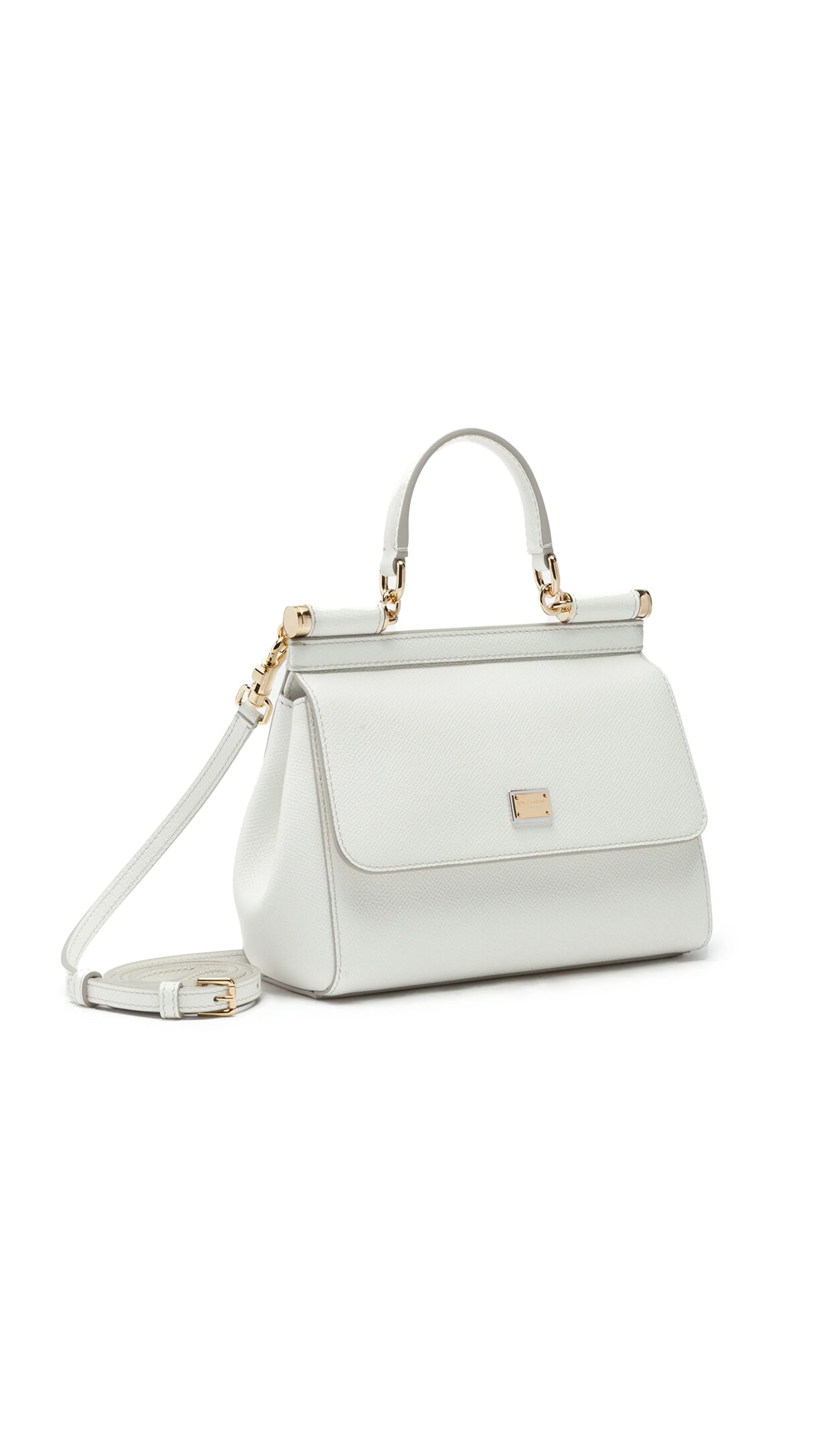 White Small Dauphine Leather Sicily Handbag