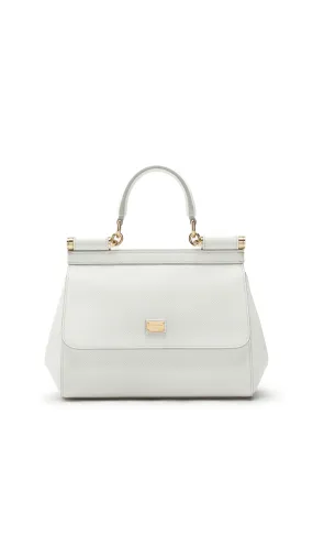 White Small Dauphine Leather Sicily Handbag