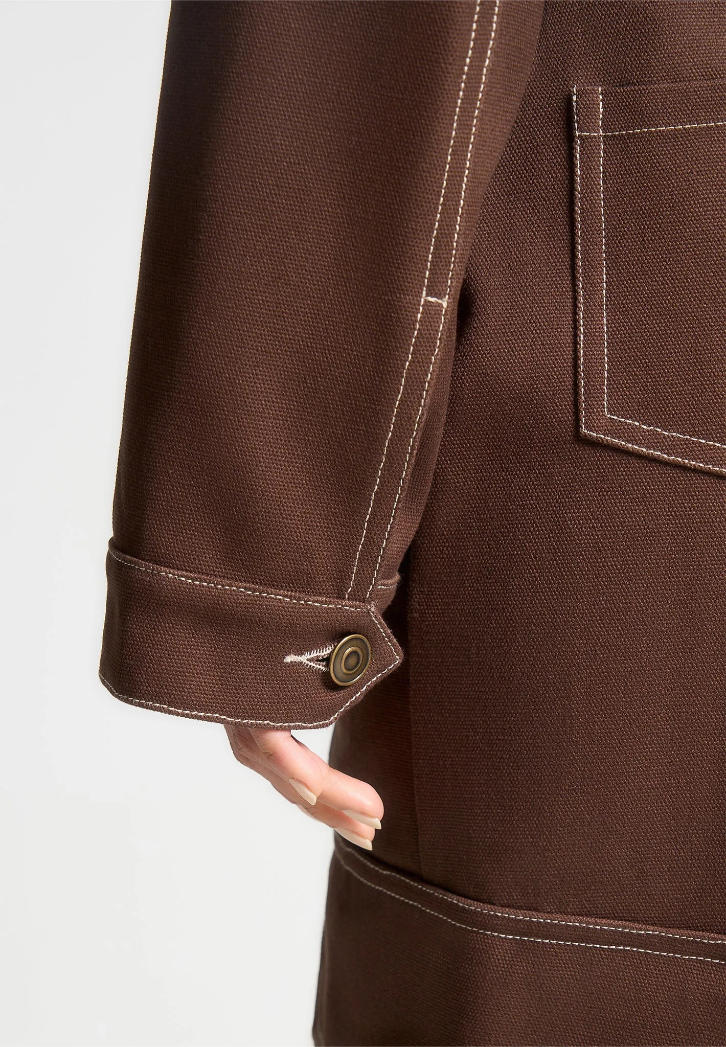 Wide Shoulder Drill Jacket - Brown