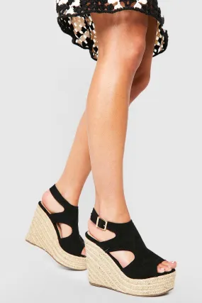 Wide Width Cut Out Peep Toe Wedges