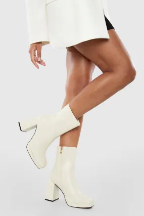 Wide Width Platform Block Heel Boots