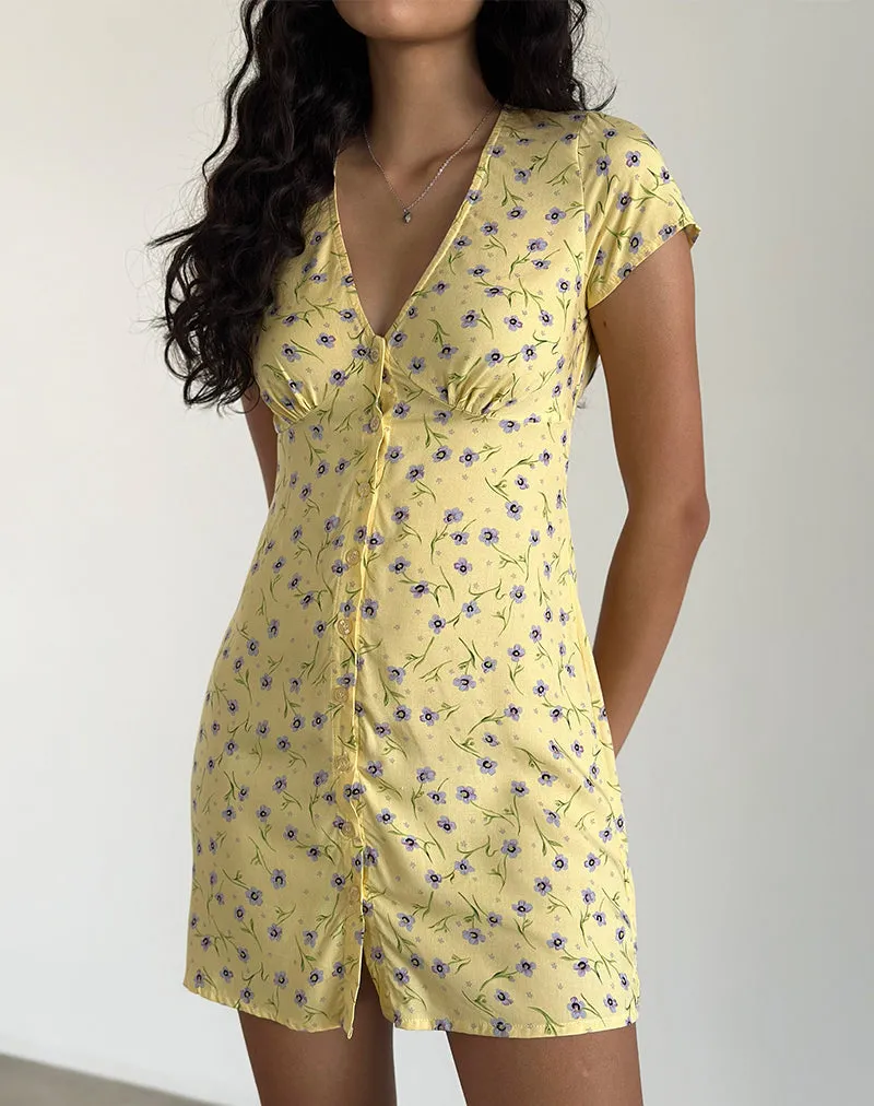 Wild Flower Lemon Drop Omoni Mini Dress