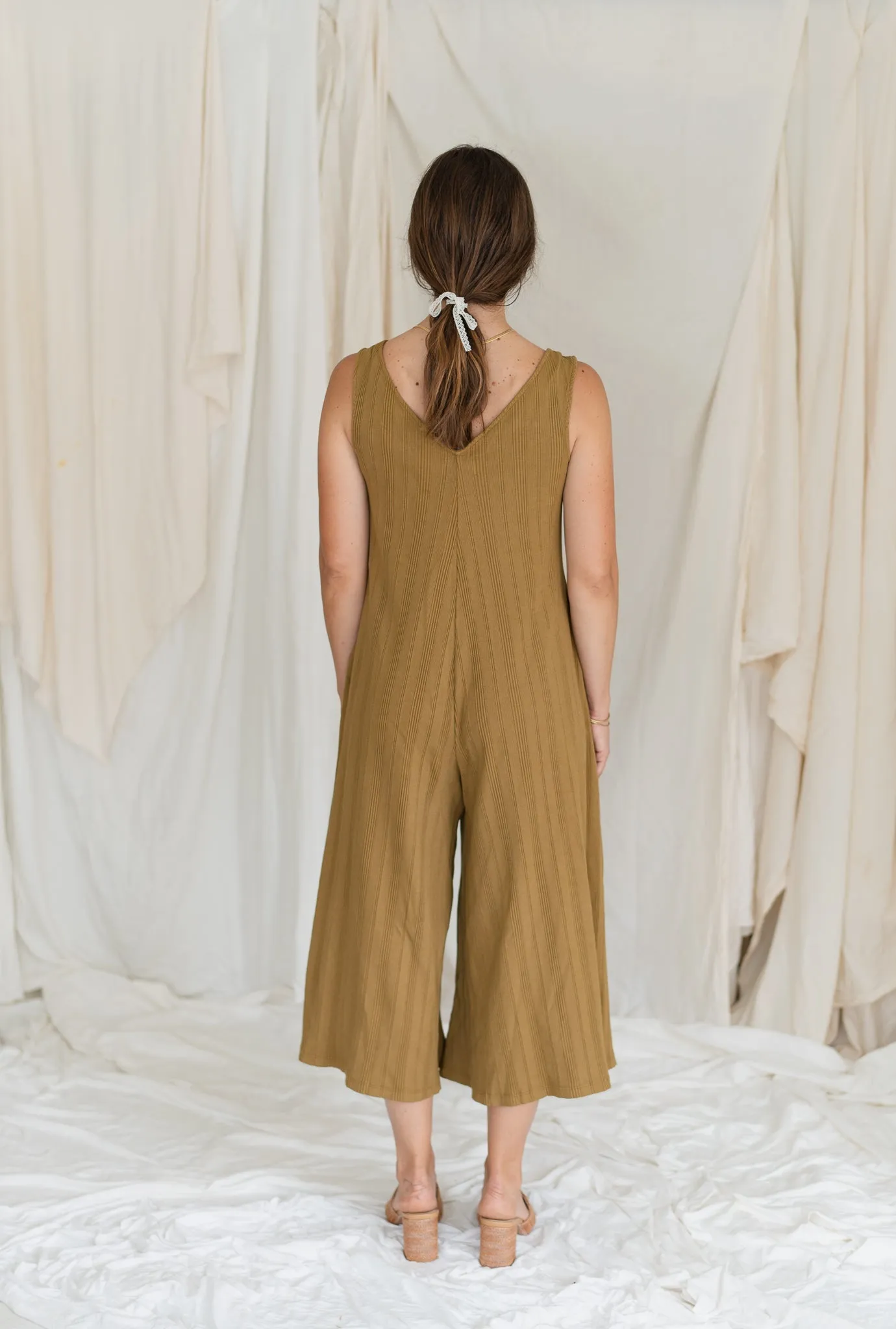 Wide Rib Jumpsuit in Willow Color