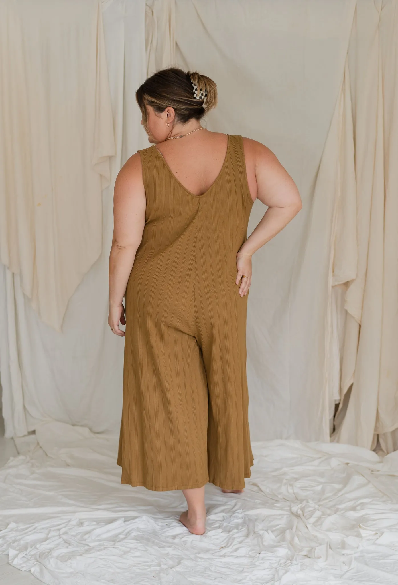 Wide Rib Jumpsuit in Willow Color