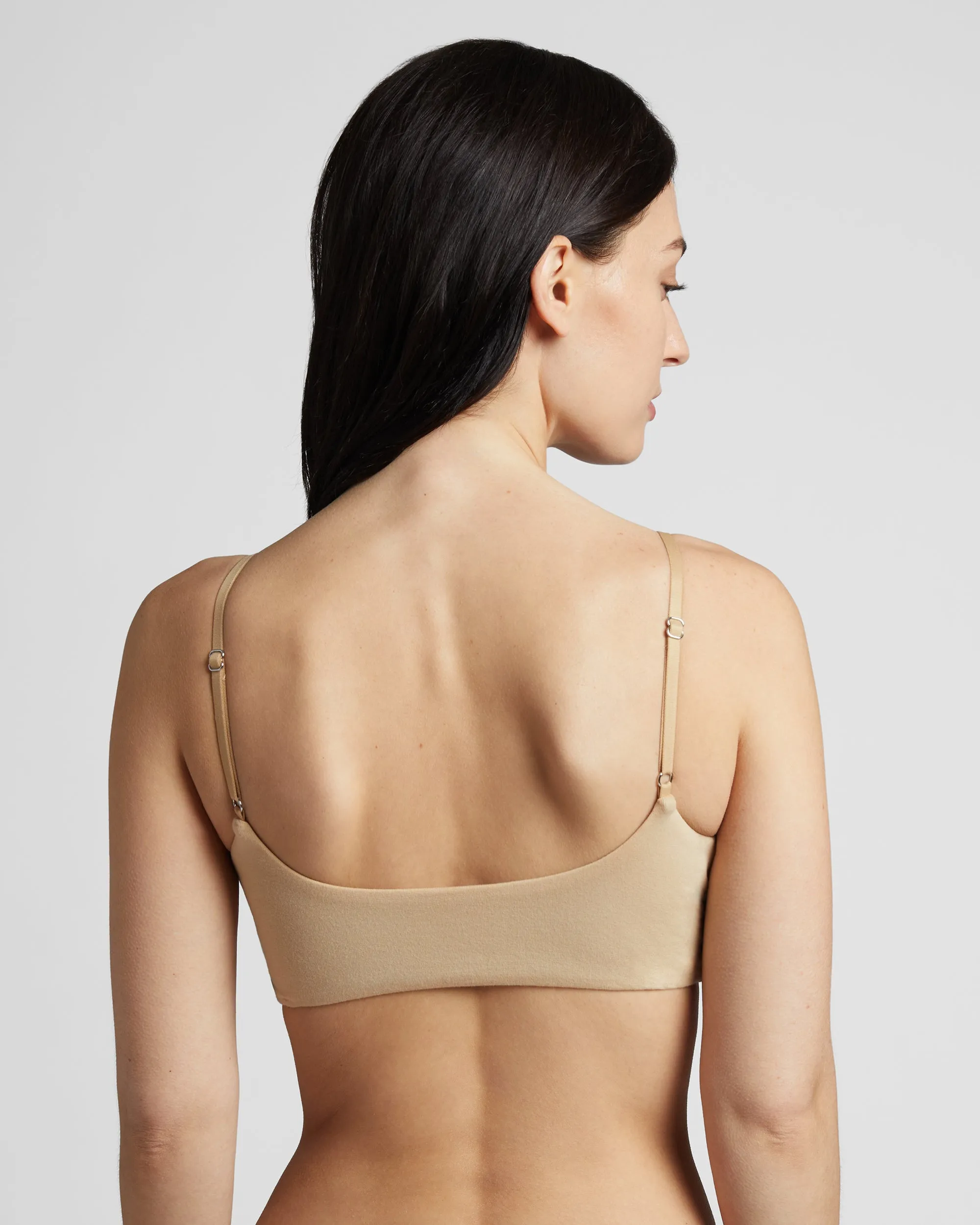 Wireless Velcro Side Fastener Bra - Nude