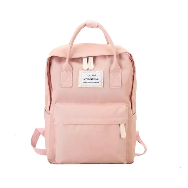 Teen Girls Waterproof Canvas Backpacks Candy-Colored School Bags Cute and Spacious Patchwork Laptop Backpack