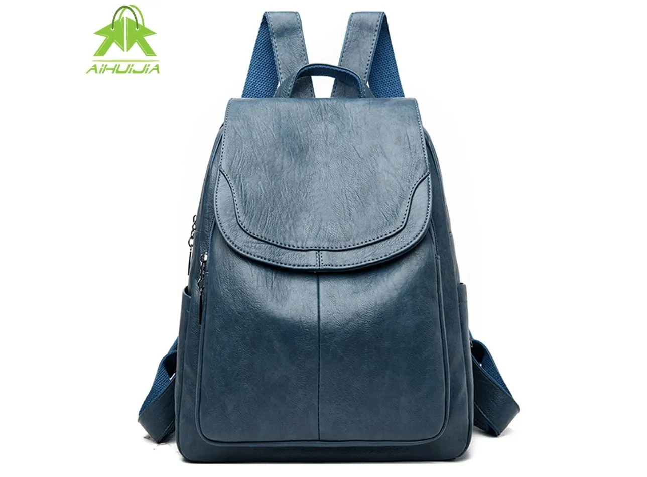 High-Quality Vintage Black Leather Backpack for Girls