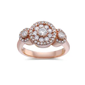 Women's 14k Rose Gold Ring with 1 Carat Diamond - Right Hand Ring