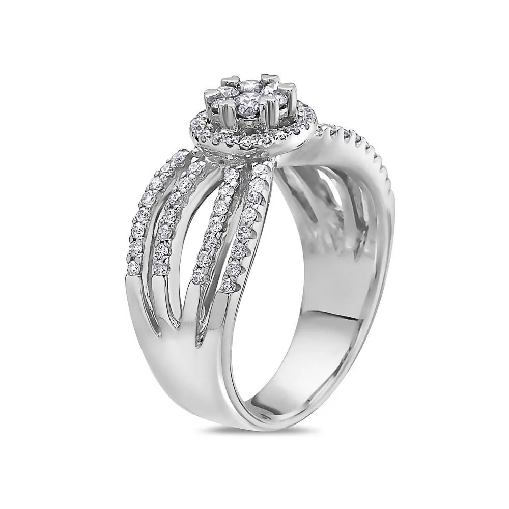 Women's 14k White Gold Right Hand Ring with 0.81 CT